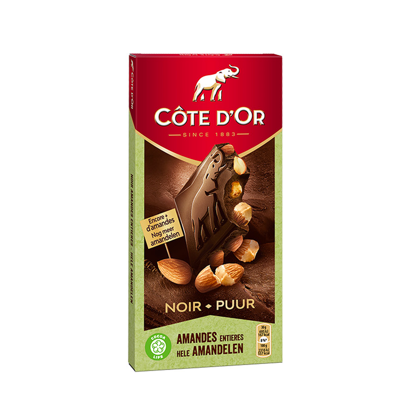 Côte D'Or Noir Amandes Entiéres Tablet