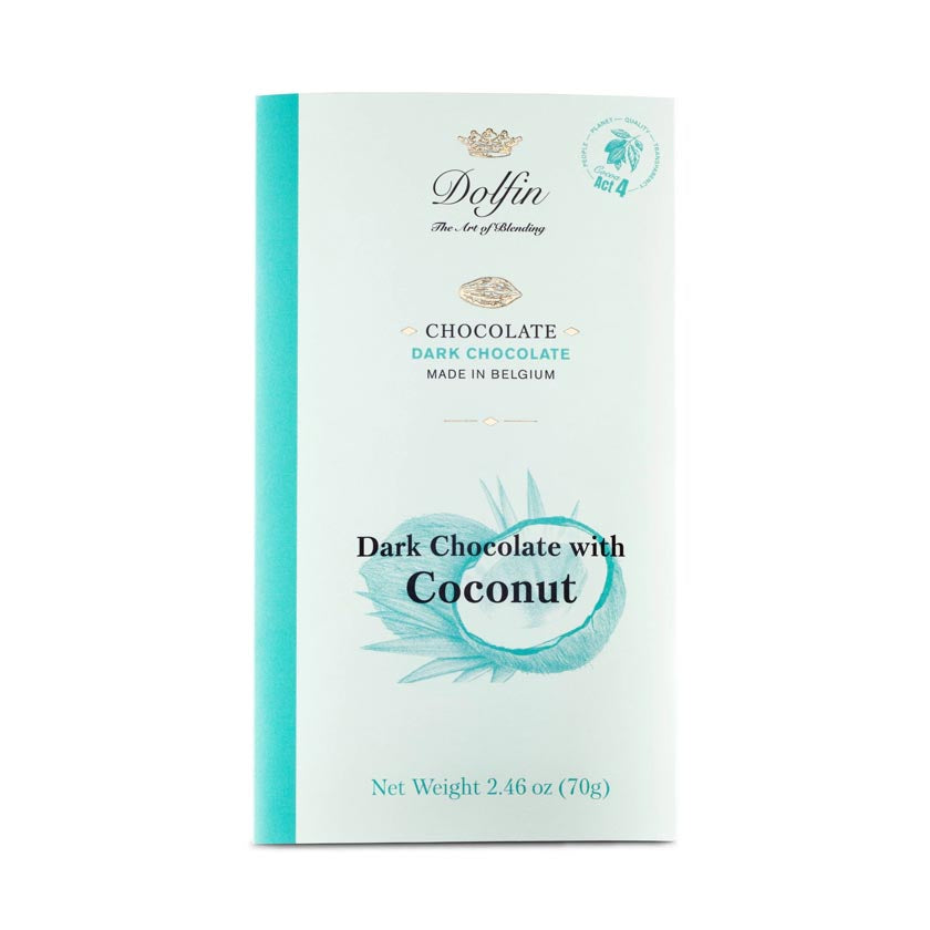Dolfin 70g Bars 60% Dark Chocolate Bar with Coconut