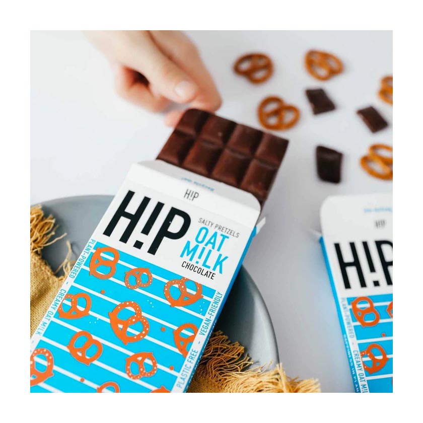 H!P Chocolate - Oat M!lk Chocolate Bar - Salty Pretzels