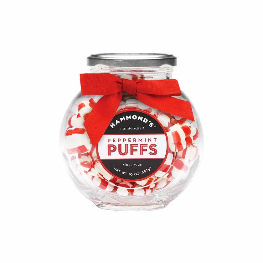 Hammond's Holiday Hard Candy - Natural Peppermint Puffs Jar