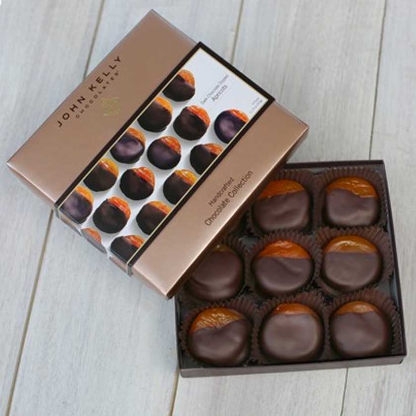 John Kelly Chocolates 9pcs Glace Apricots dipped in Chocolate