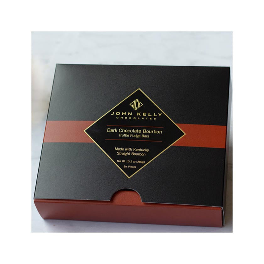 John Kelly Chocolates - 6pc Dark Chocolate Bourbon Truffle Fudge Bars Box