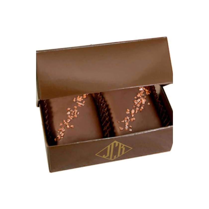 John Kelly Chocolates Truffle Fudge Bites 2pc Box - Chocolate &amp; Caramel with Hawaiian Red Alaea Sea Salt