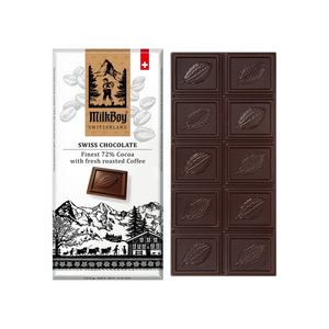 MilkBoy Swiss Chocolates Finest 72% Dark Chocolate with Fresh Roasted Coffee