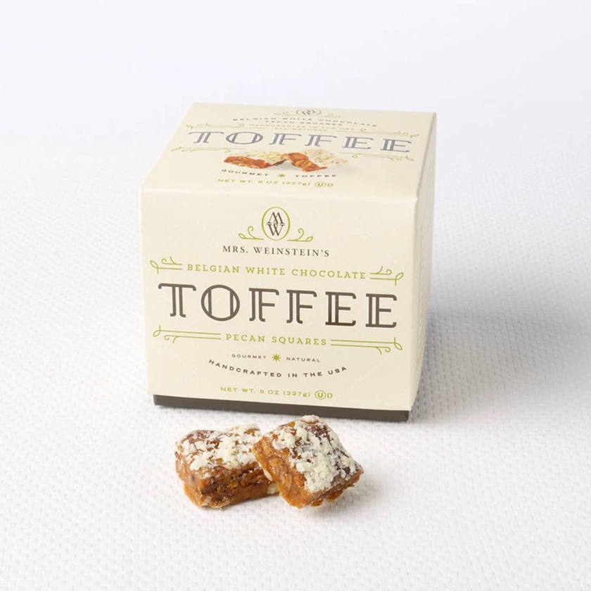 Mrs. Weinstein's Toffee - Belgian White Chocolate Pecan Toffee Squares 1lb