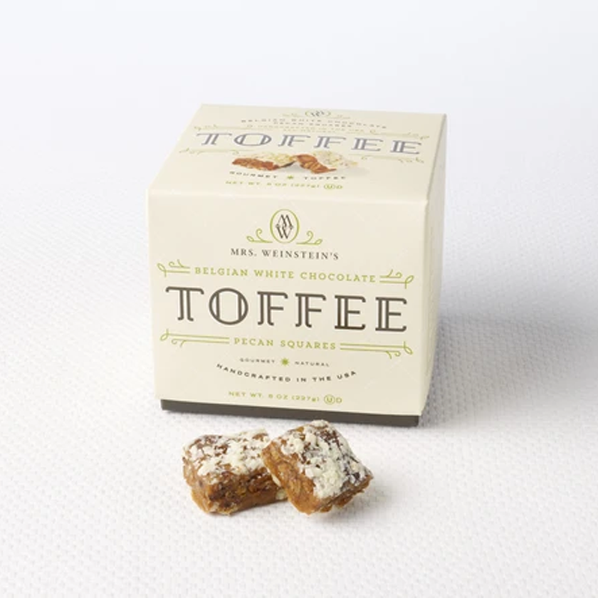 Mrs. Weinstein's Toffee - Belgian White Chocolate Pecan Toffee Squares 8oz