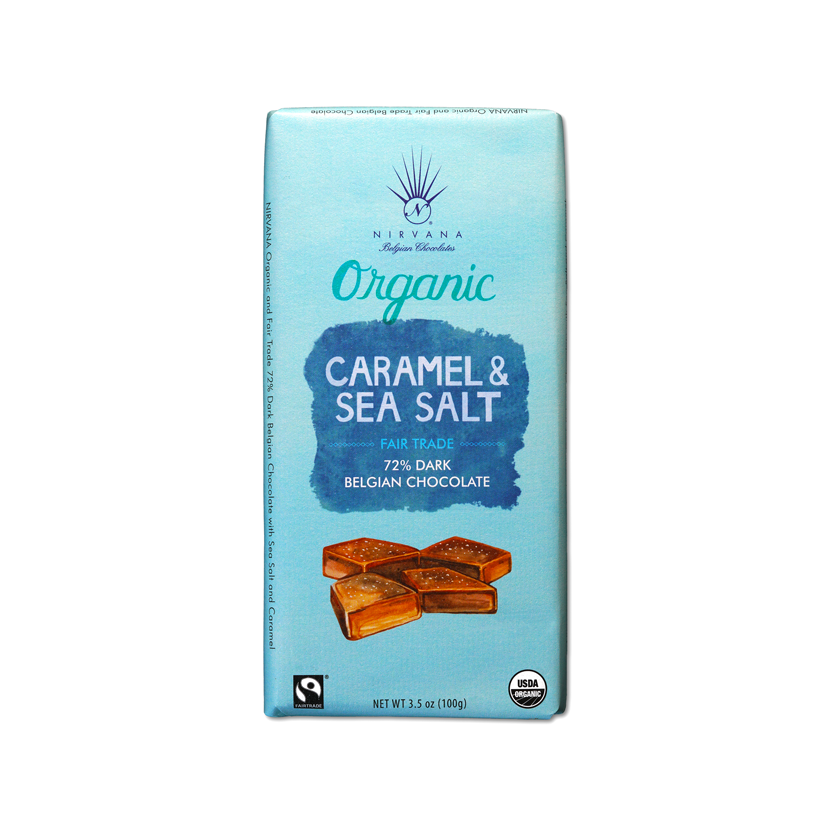 Nirvana Chocolates Fair Trade Bars - Caramel &amp; Sea Salt