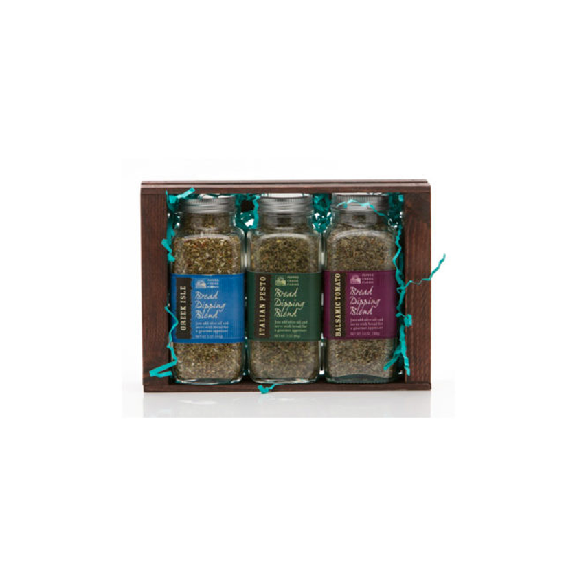 Pepper Creek Farms Crate Gift Sets - Pesto, Greek & Balsamic Tomato Bread Dipping Blend Crate Set 13.6oz