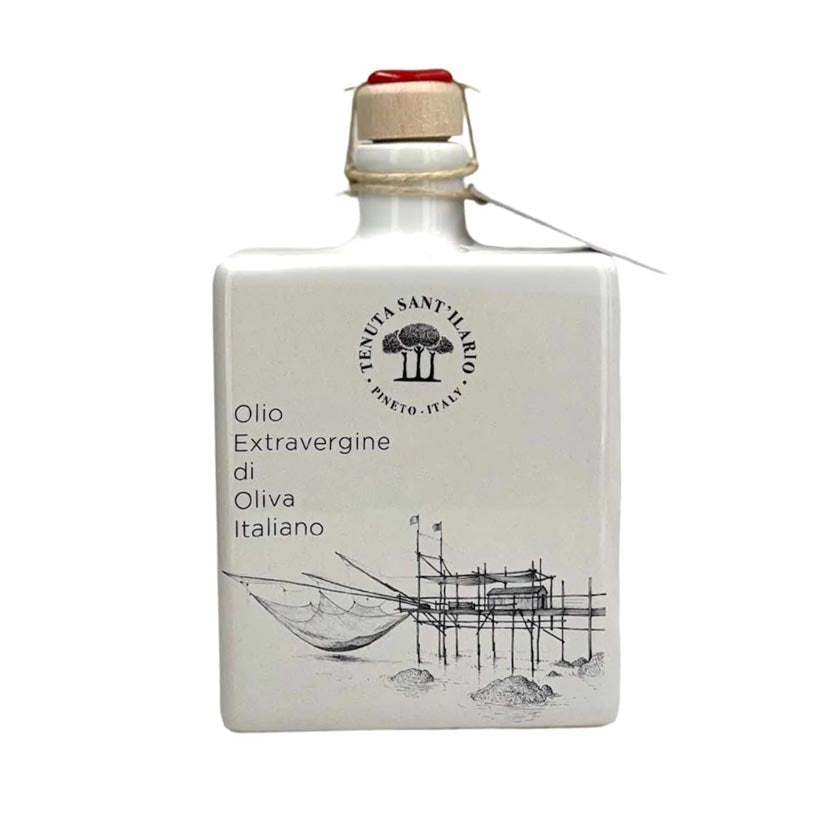 Ritrovo Selections - Tenuta Sant'Ilario Ceramic Art Bottle, White with Seaside Trabocco, Terra Blend