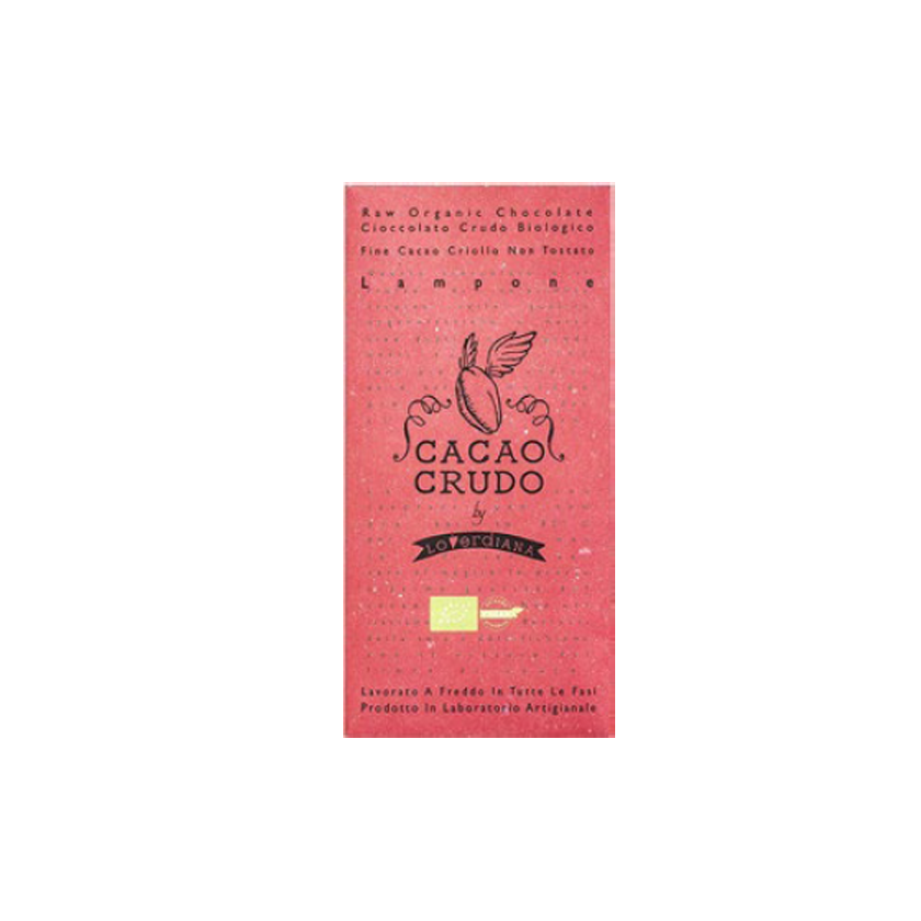 Ritrovo Selections Cacao Crudo 68 Dark Raw Cacao Bar with Raspberries