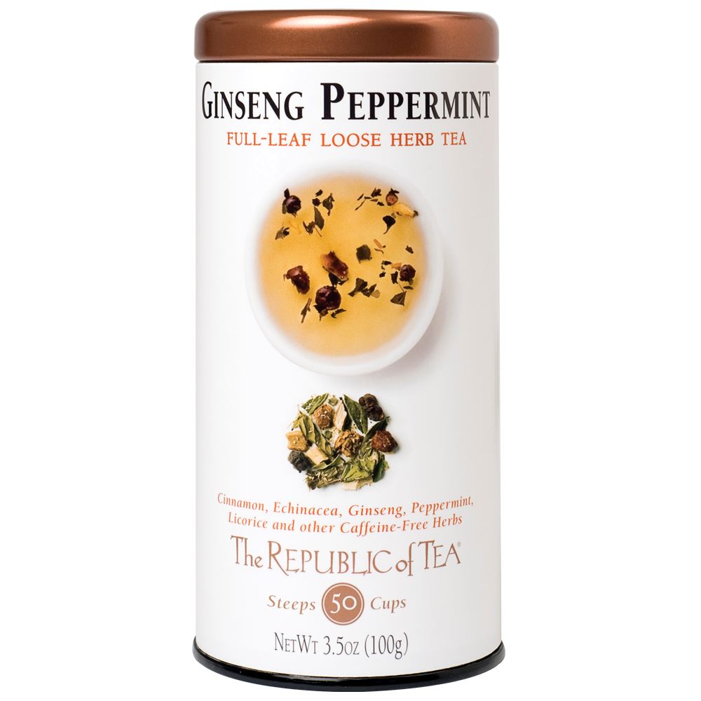 The Republic of Tea - Ginseng Peppermint Herbal Full-Leaf (Case)
