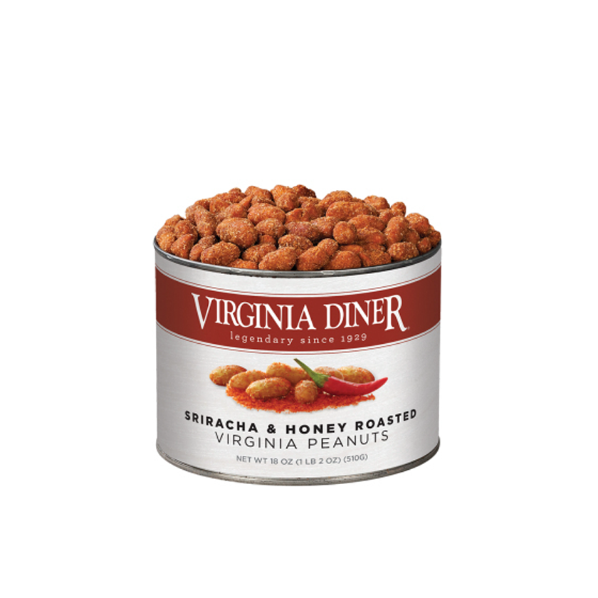 Virginia Diner Sriracha Honey Roasted Peanuts Tin 18oz