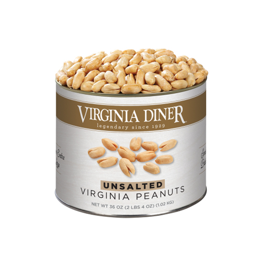Virginia Diner Unsalted Virginia Peanuts Tin 36oz