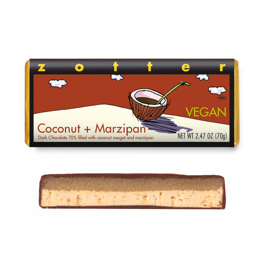 Zotter Filled Chocolate - Coconut + Marzipan