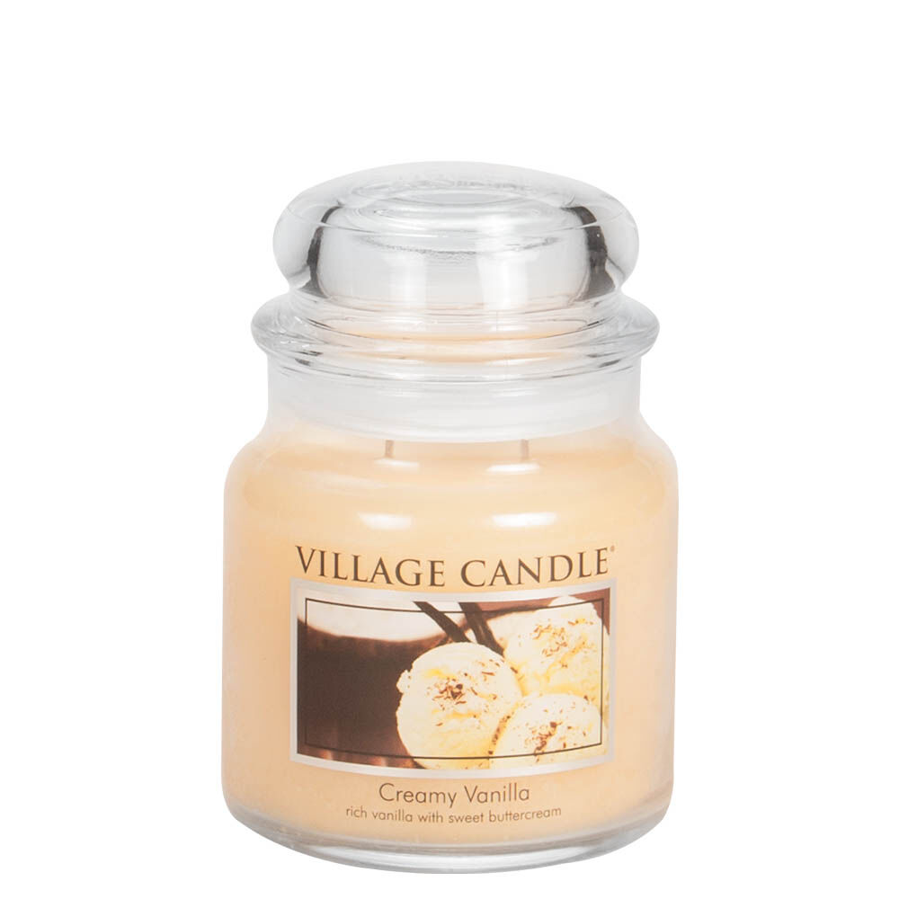Village Candle - Creamy Vanilla - Medium Glass Dome