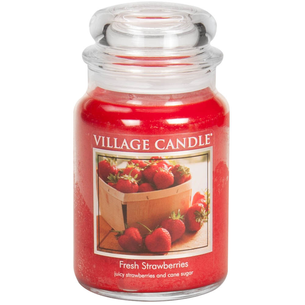 Village Candle - Fresh Strawberries - Large Glass Dome