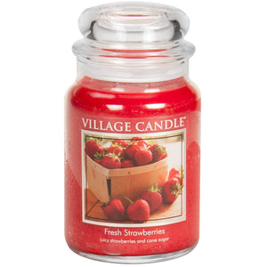 Village Candle - Fresh Strawberries - Large Glass Dome