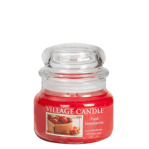Village Candle - Fresh Strawberries - Small Glass Dome