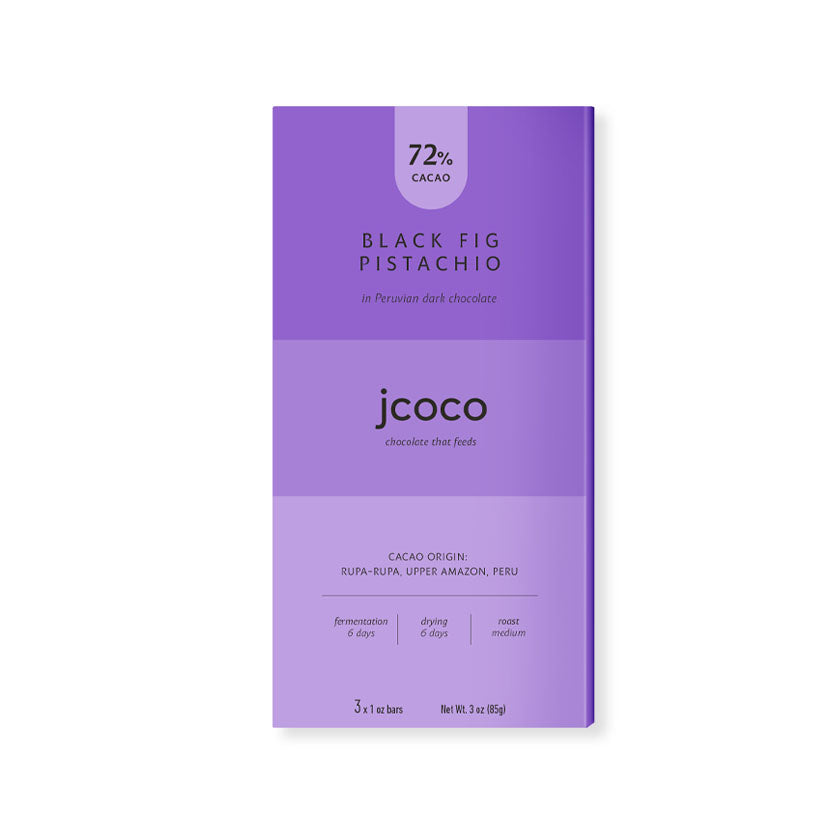 jcoco - Black Fig Pistachio Dark Chocolate Bar 3oz