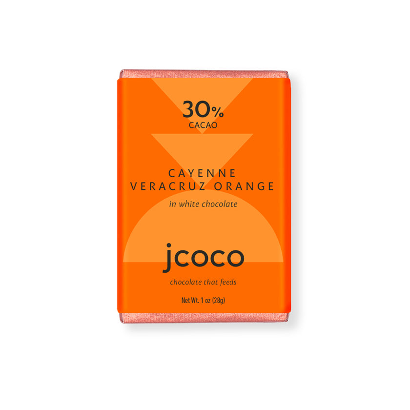 jcoco - Cayenne Veracruz Orange White Chocolate Bar 1oz