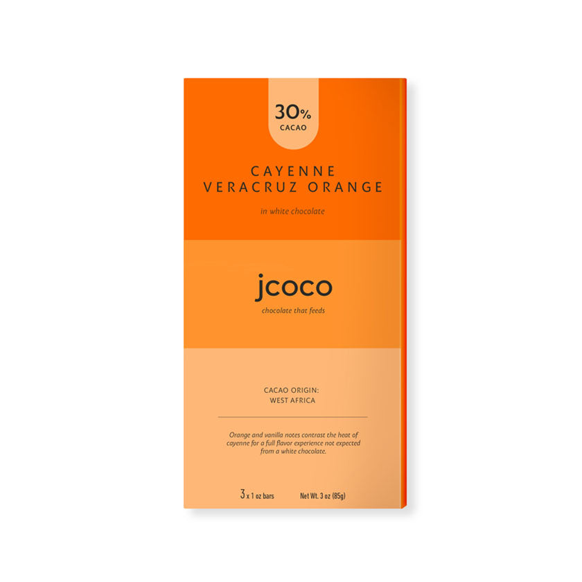 jcoco - Cayenne Veracruz Orange 30% White Chocolate Bar 3oz