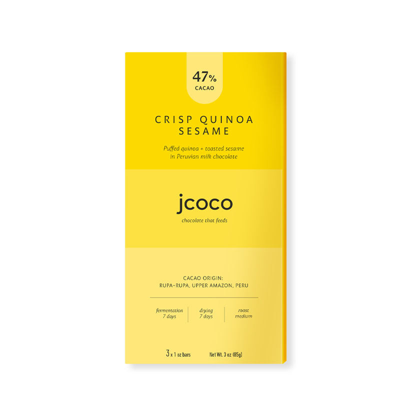 jcoco - Crisp Quinoa Sesame 47% Milk Chocolate Bar 3oz