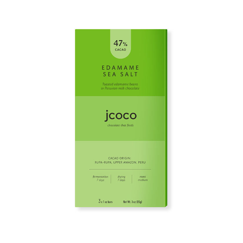jcoco - Edamame Sea Salt 47% Milk Chocolate Bar 3oz