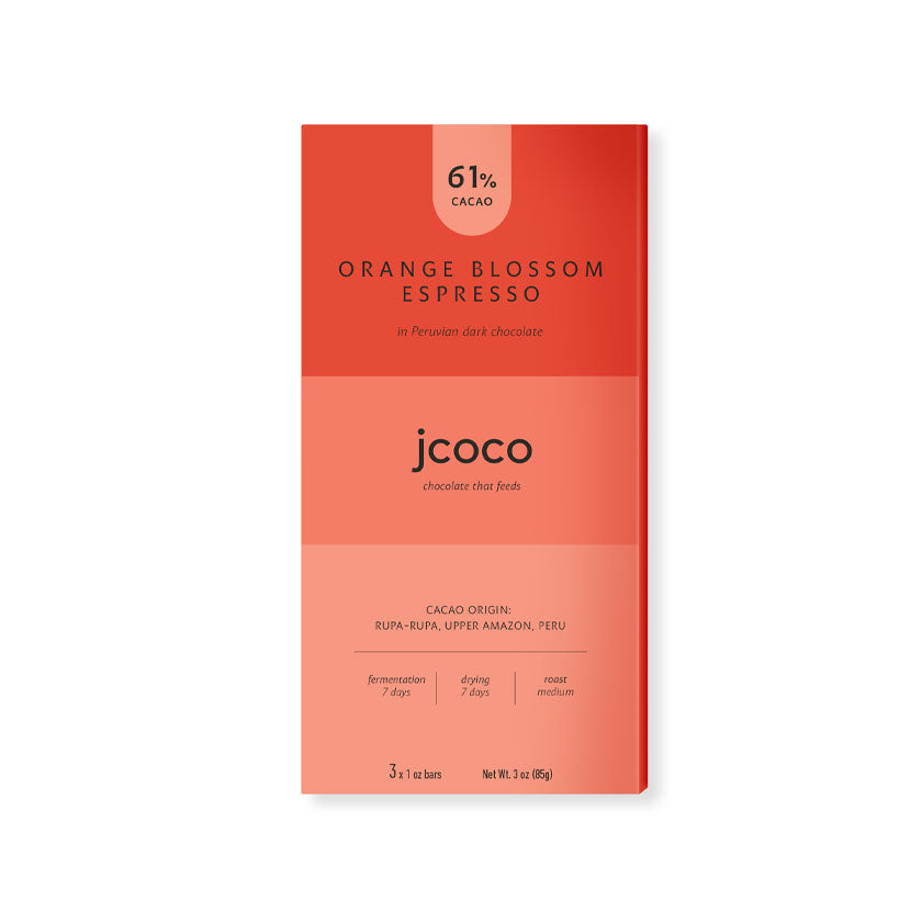 jcoco - Orange Blossom Espresso 61% Dark Chocolate Bar 3oz