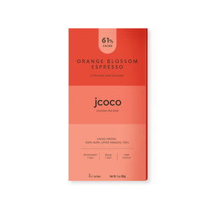 jcoco - Orange Blossom Espresso Dark Chocolate Bar 3oz