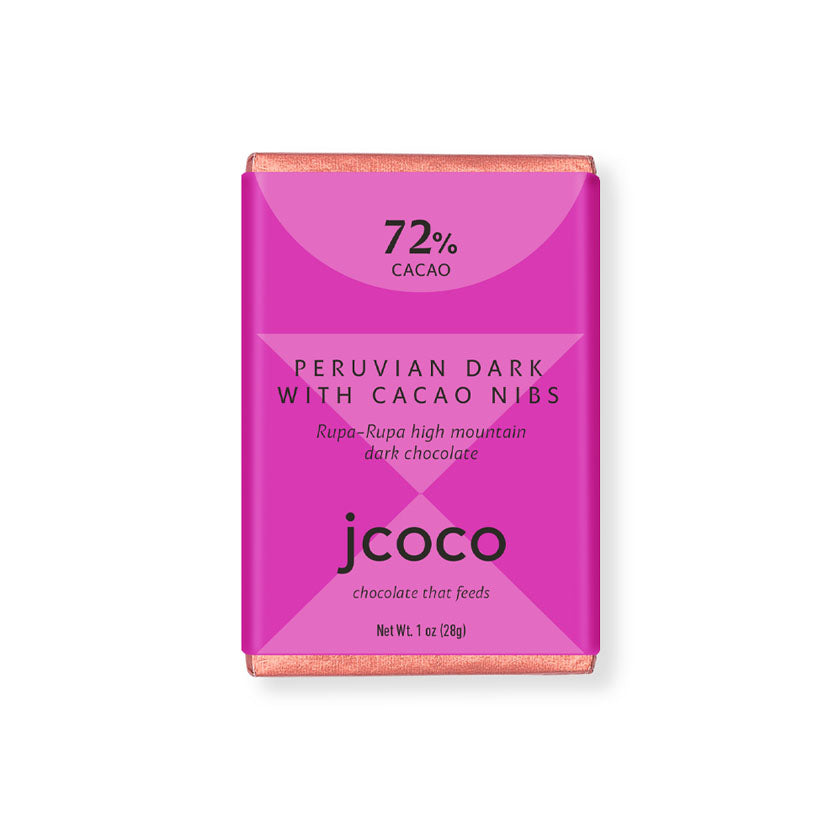 jcoco - Peruvian 72% Dark with Cocoa Nibs Chocolate Bar 1 oz