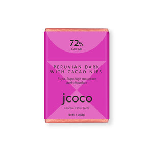 jcoco - Peruvian Dark with Cocoa Nibs Chocolate Bar 1oz