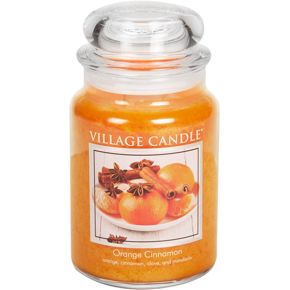 Village Candle - Orange Cinnamon - Large Glass Dome
