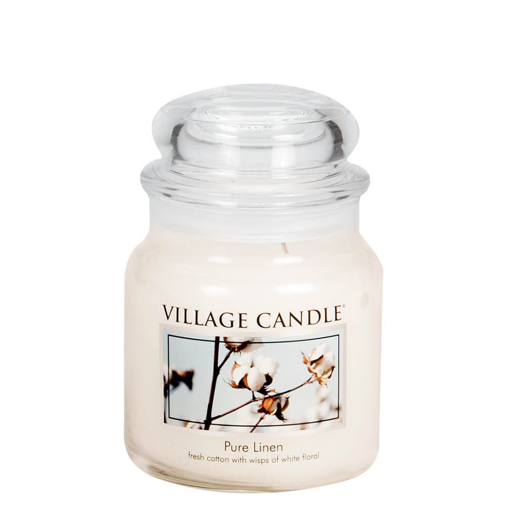 Village Candle - Pure Linen - Medium Glass Dome